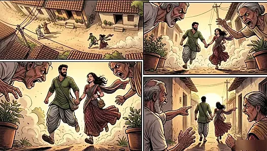 Raju and Seema started making a hut in the jungle and started having sex.