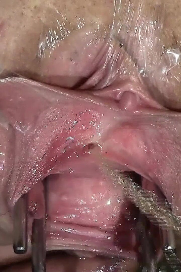 Far Spread Pussy Even Further Open and with Dildo Working Close up, Looking Inside and Squirt