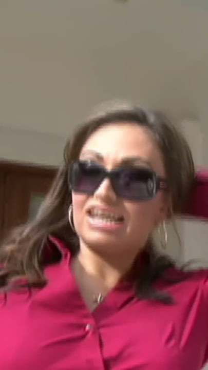 Busty MILF in Sunglasses Rides a Big Black Cock on the Red Sofa