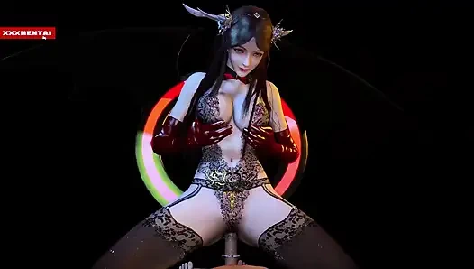 Queen с большими сиськами в облако - 3D анимация