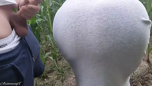 Fremdgehen Outdoor mit einem fremden Mädchen im Maisfeld ficken und auf ihren großen Arsch spritzen