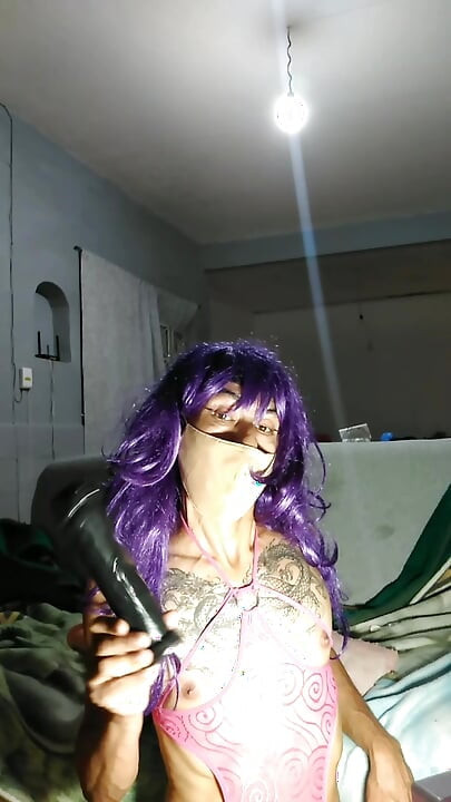 Super sexy skinny amateur crossdresser analgasm BBC dildo