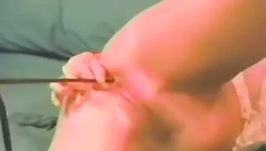 Small Boobs Blonde Masturbates with Several Dildos