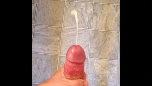 Thick cock jerk off after the shower and hot cumshots