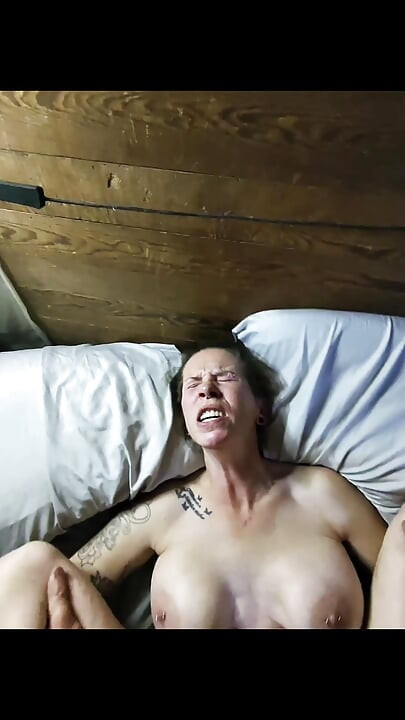 Brunette with big tits fucked and facial