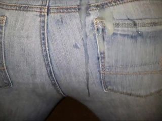 Cumshot on Milf's American Eagle jeans