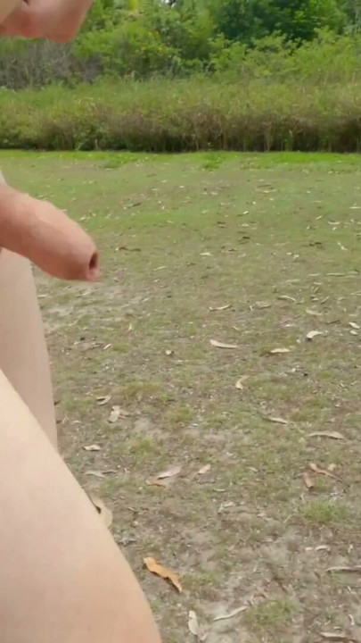 Straight guy running public with hard uncut cock fully nude. | Clip 1