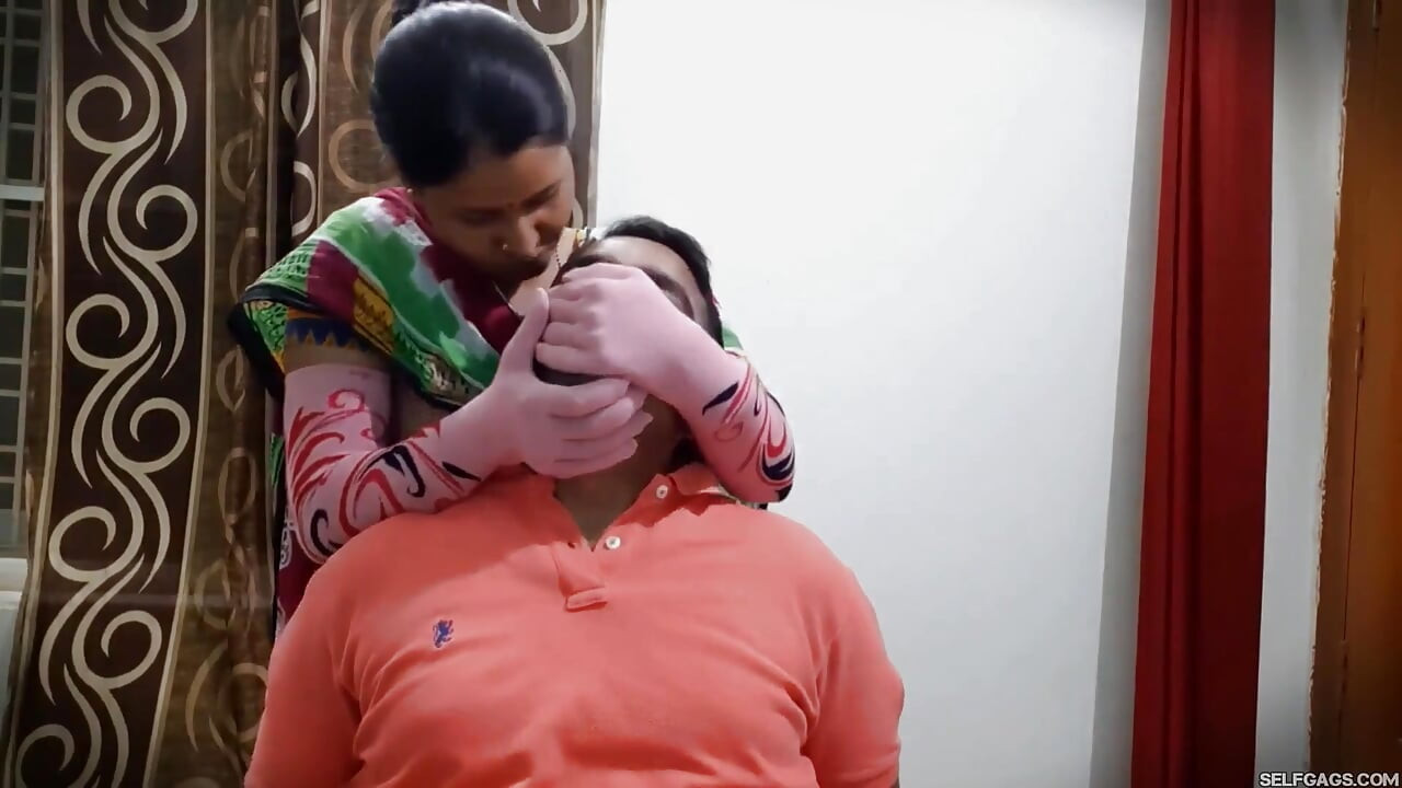 Gloved Handgag for Lazy Husband!