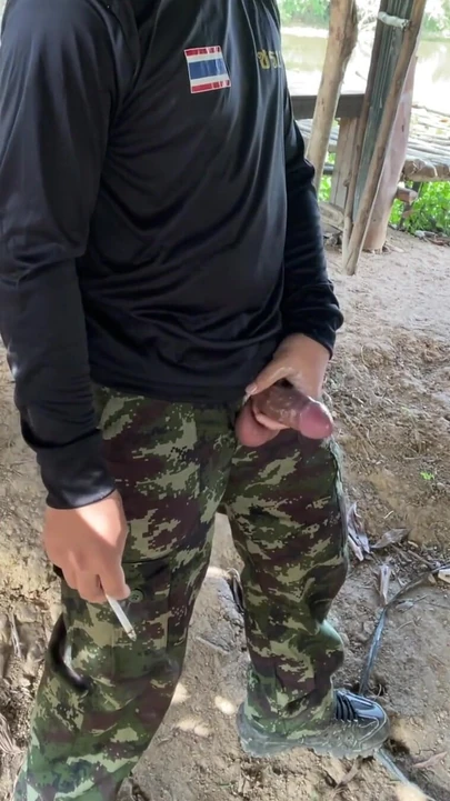Powerful moment from "Military jerk off while smoking"