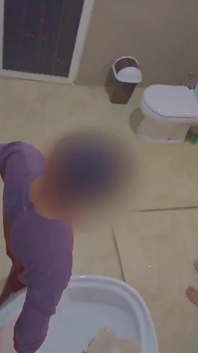 Thrilling moment from "I take off all cloths and show my cock to my new roommate when he washes his face"