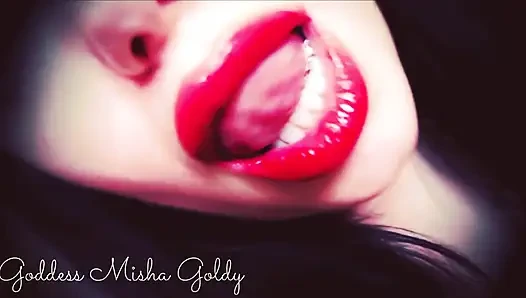 Tumbuhkan kecanduanmu pada bibir merah besarku! Aku tahu kau sedang dalam nafsu dengan mulutku yang panas!