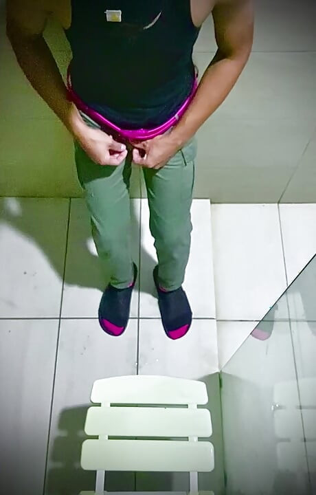 Teen asian boy in bathroom