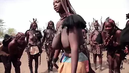 African Himba women dance and swing their saggy tits around