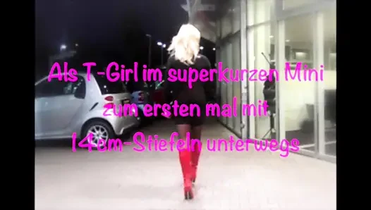 In stilettos, stocking and miniskirt in the sex shop and then back to the hotel in the outfit