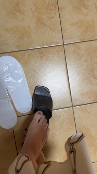 take off your shoes and put on your slippers