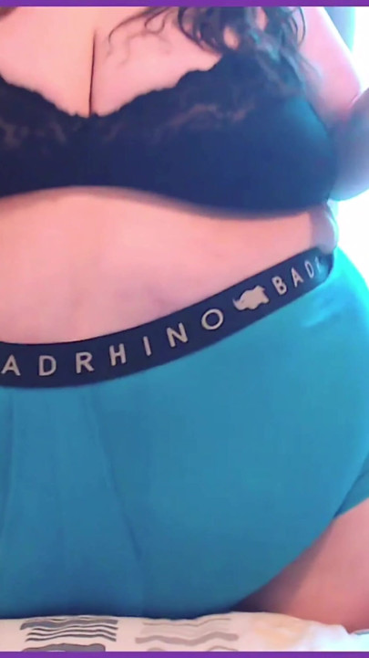 SSBBW belly twerk jiggles in shorts
