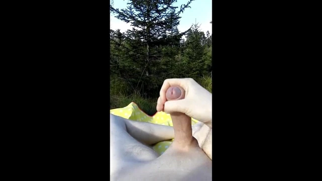 Norwegian guy masturbating in the woods of Norway