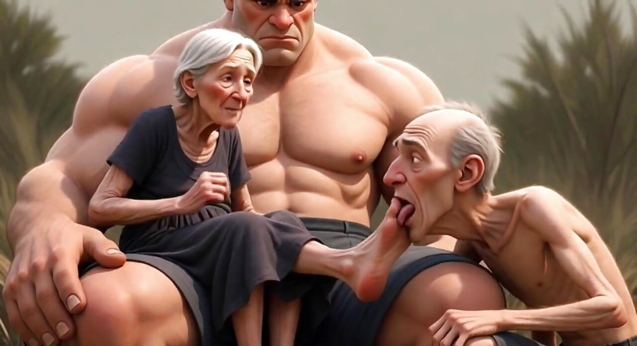 Pathetic Cuckold Licks His Wife's Toes While She's in Bull's Arms - Foot Worship Humiliation