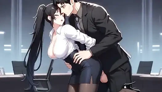 Big tits secretary gets bent over the desk by her boss for fucking private meeting