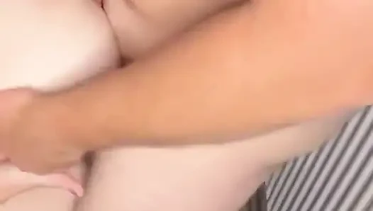 Sucking off the Husband to Reverse Cowgirl Then He Comes All Over My Tits