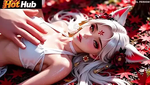 Pria gemuk ngentot sama gadis serigala cantik ini di hutan sama kontol besar pria gemuk!