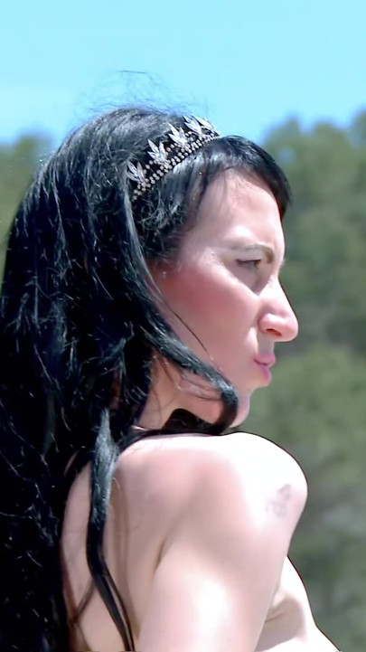 Amadea Emily: Horny Brunette with Big Tits Amadea Emily Getting Naked on the Beach