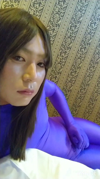 Crossdresser masturbate wearing morphsuit | Clip 1