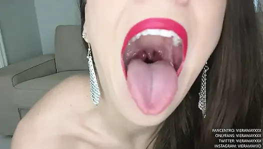 Sexy offene mund-und hals-fetisch-spaß