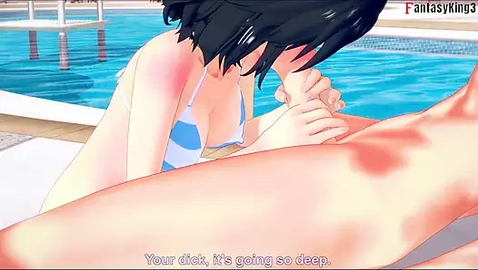 Ryuko Matoi ahegao sex on the pool - Killlakill