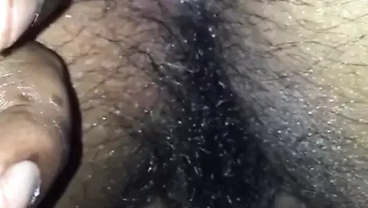 Fingering my chubby wife hairy pussy and ass