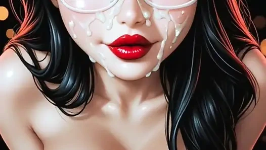 Cewek imut rambut cokelat lagi melirik kamera (animasi ai)