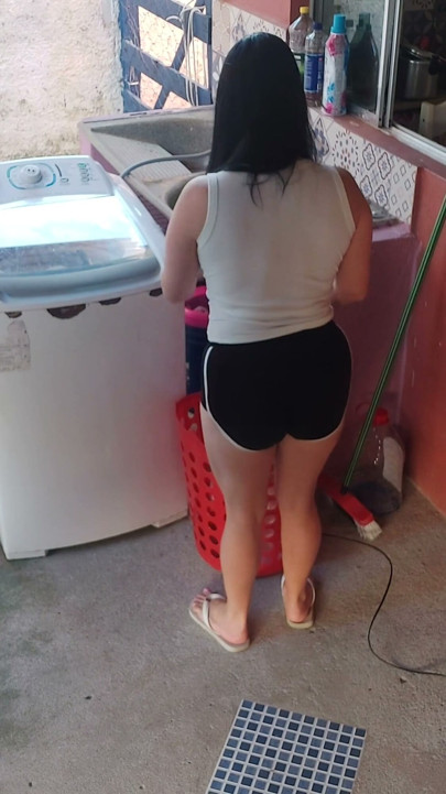The boss left and the maid couldn't resist my erect dick | Clip 2