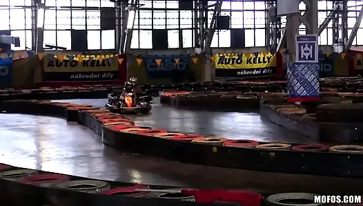 Public Pickups - Sexy Brunette Czech Sandy Ambrosia Strips Down & Gets Fuck by Steve at the Go-kart Track with a Creampie Finish