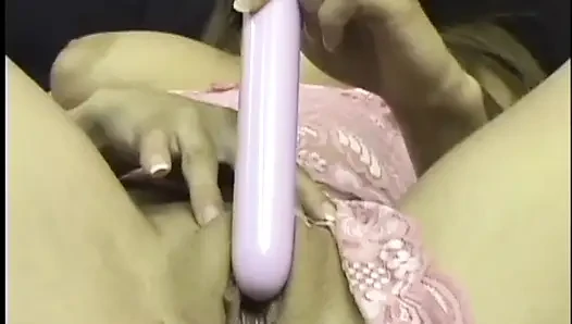 Trampy young brunette Nevaeh Ashton holds vibrator to her clit then shoves it in her shaved cunt
