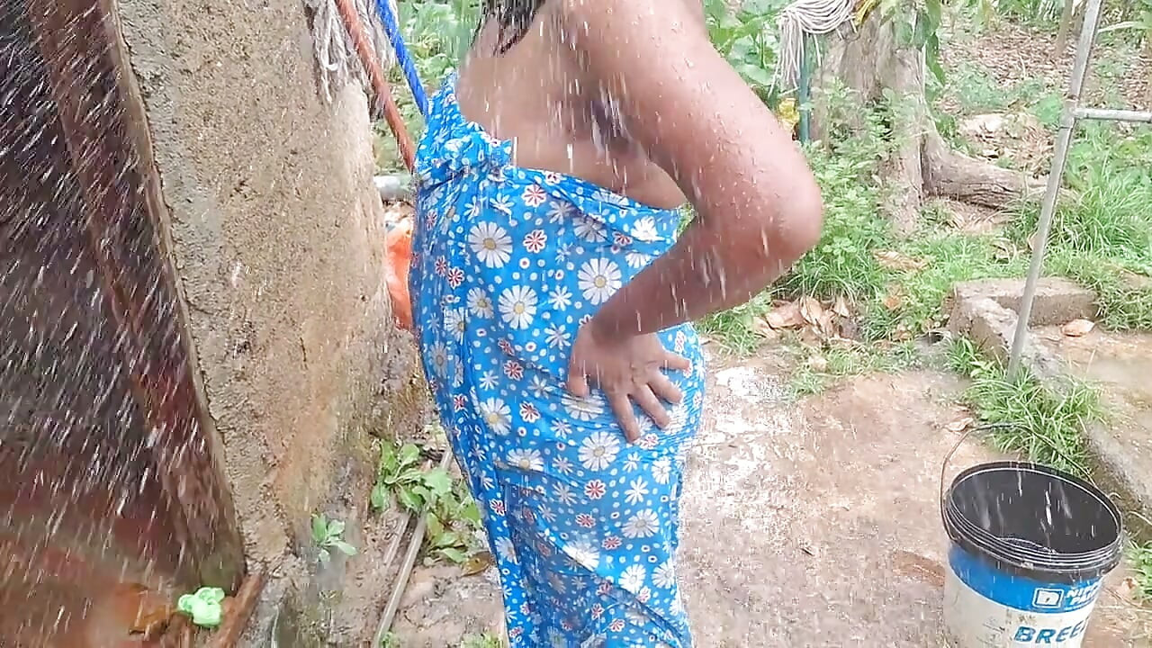 Hot Step Mom Bathing Outdoor