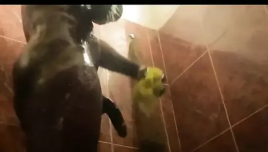 BBC Shower Can Stroking His Dick for His Baby After a Long Day