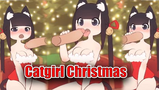 Catgirl Christmas Blowjob, Deeptroat (Gameplay)