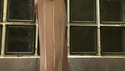 Athena shaves her legs her pussy and pees