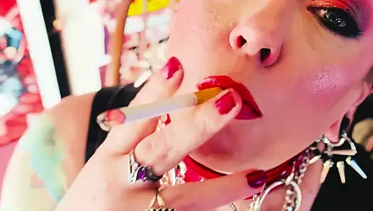 A Smoking Mistress, Tina Snua, Smoking 2 Cigarettes Tip To Tail - Drifting  OMI OME snap Inhales