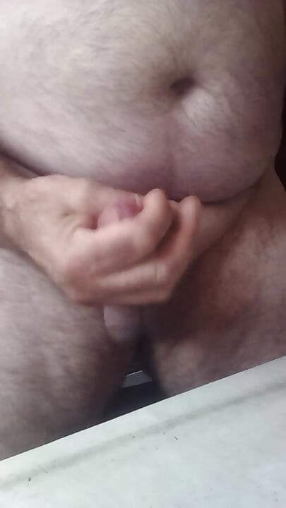 Handsome Mature Chubby with Big Fat Cock Masturbating with His Very Hard Cock Until He Cums a Lot