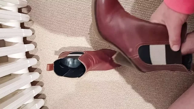 Brown ankle boots at sperm baptism