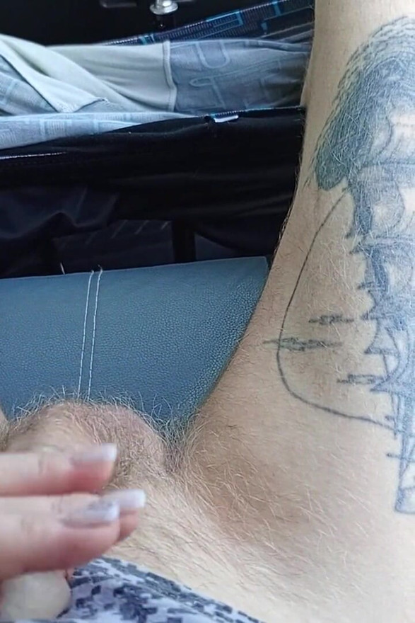 In the Car in the Parking Lot, My Stepmom Jerks off My Dick Until I Cum