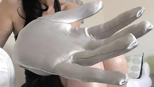 Long, Shiny Silver Satin Gloves Turn You on so Much - Lady Victoria Valente