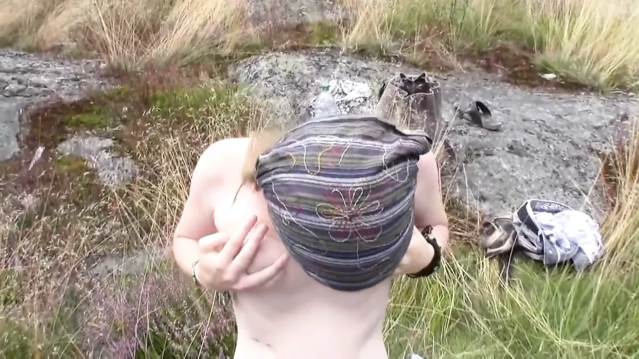 horny blonde outdoor