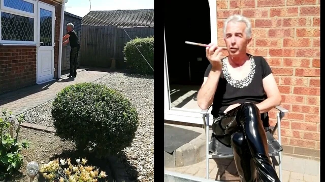 Daddy's plastic fag sissy boi enjoys a smoke in the sunshine