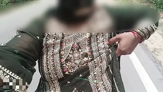 Bike Ride Boobs showing in public road and risk big natural boobs