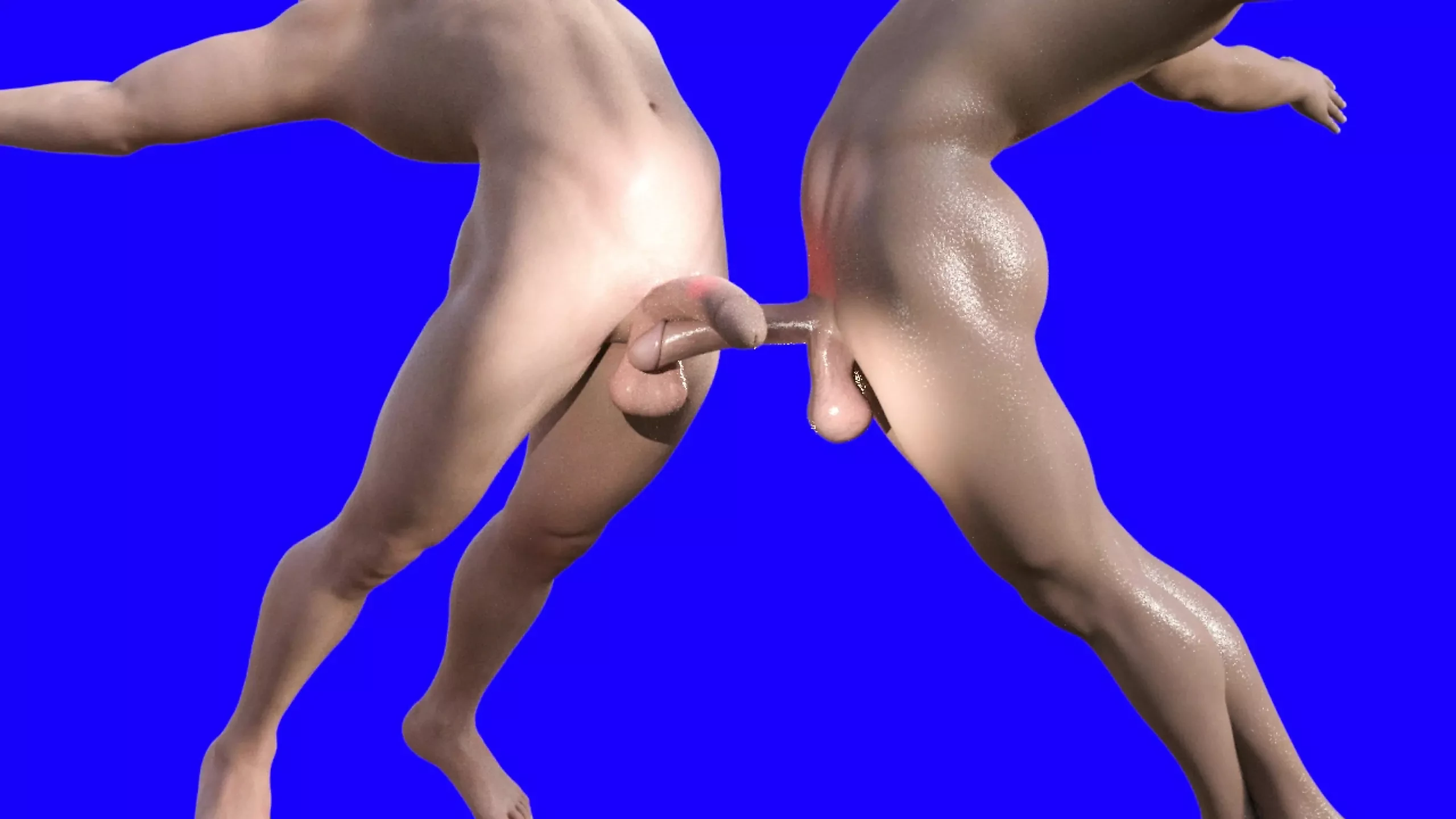 Two 3D dicks frotting