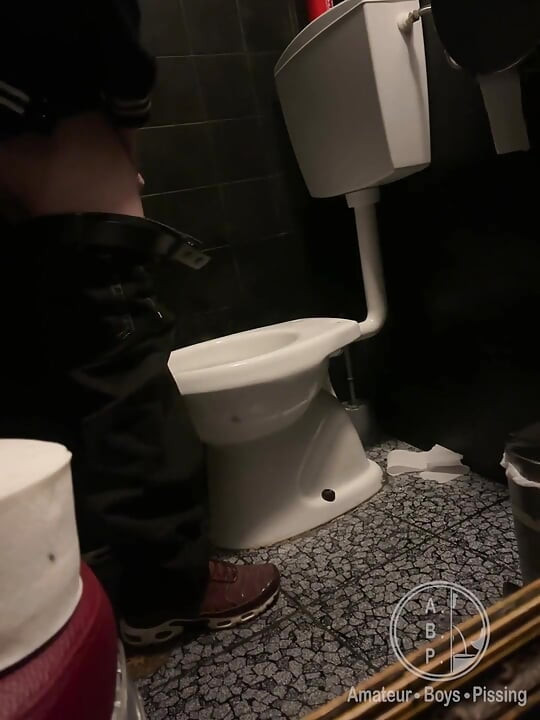 Amateur Straight Boy Caught Peeing in a Bar Restroom
