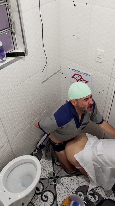 Married Nurse Cheats on Husband with Janitor in Hospital Bathroom!