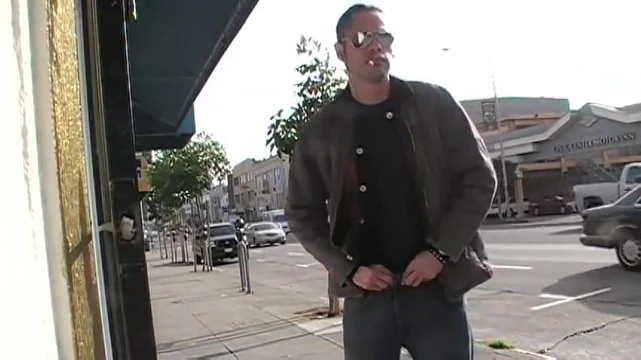 081203 damon sagging and smoking on sidewalk